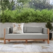Classic Home Aston Teak Wood Fabric Upholstery Modern Outdoor Sofa in Gray