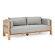 Classic Home Aston Teak Wood Fabric Upholstery Modern Outdoor Sofa in Gray