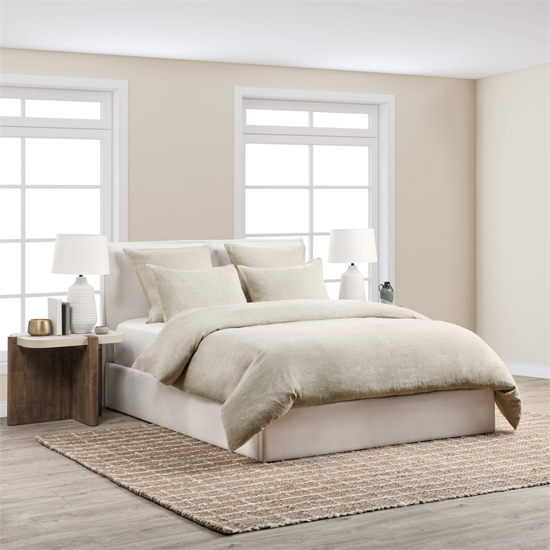 Villa by Classic Home Talia Cotton Linen Blend Natural Euro Sham
