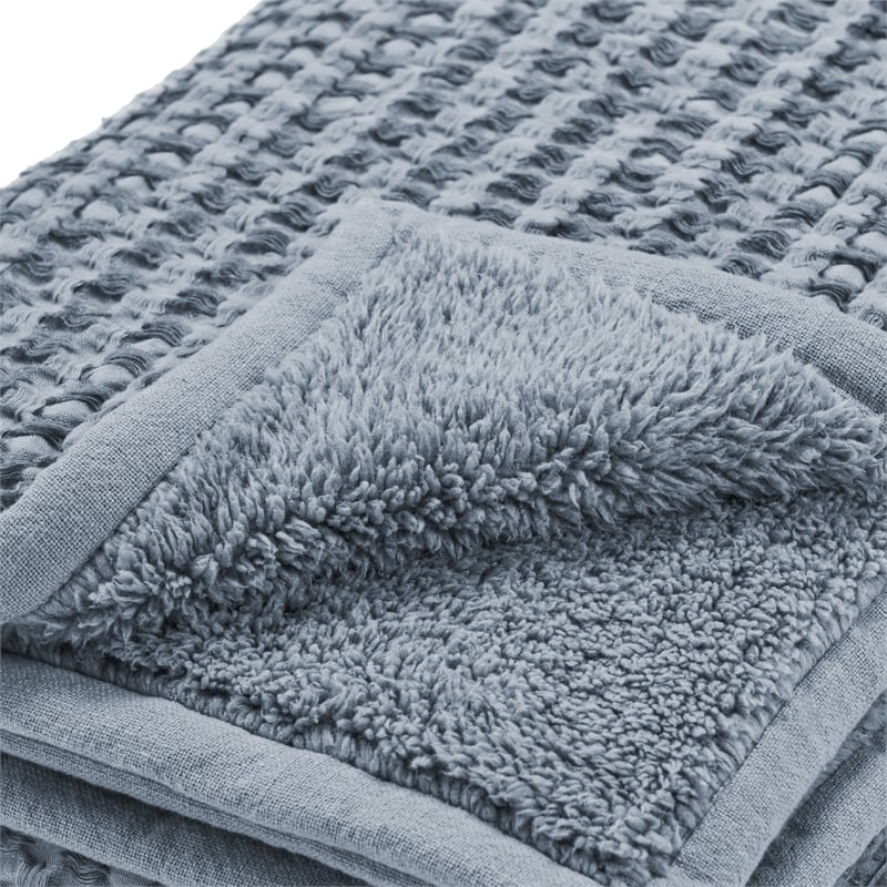 Villa by Classic Home Colorman Cotton Linen Blend Marina Blue Throw Blanket