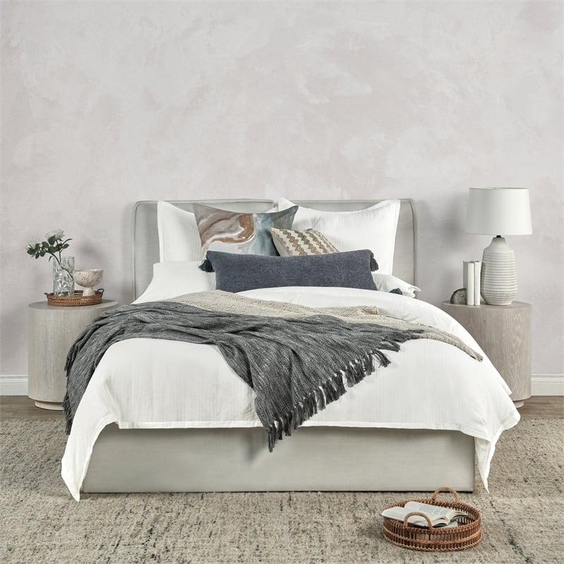 Villa by Classic Home Karina Woven Stitch Design Cotton White King Duvet