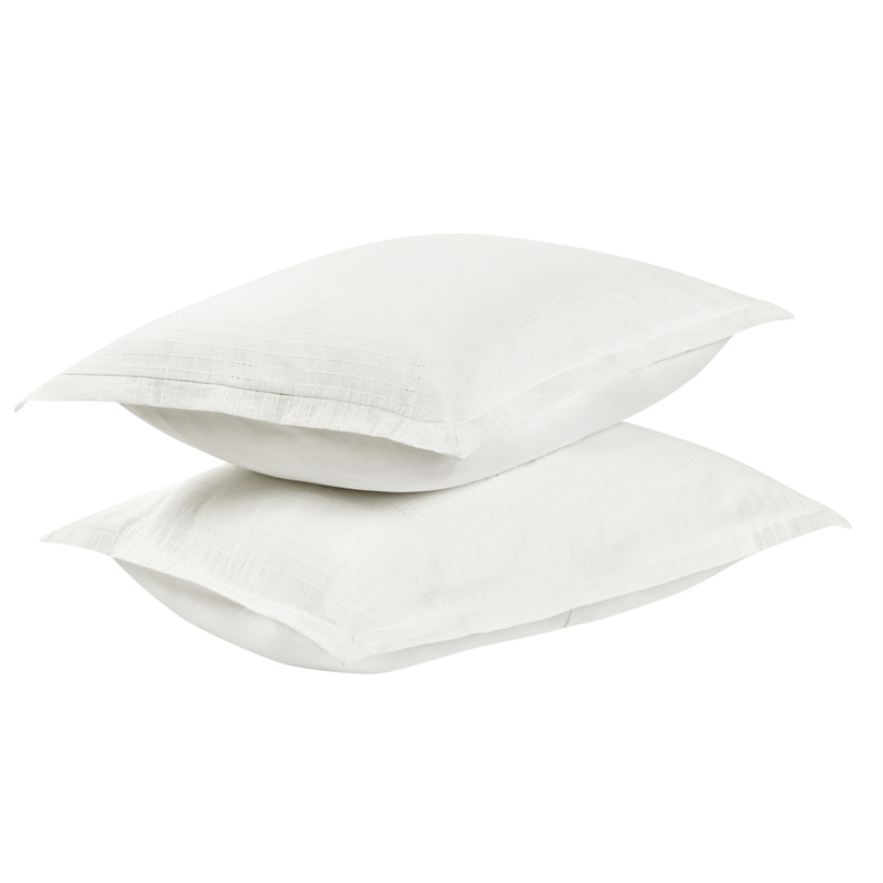 Villa by Classic Home Karina Woven Stitch Design Cotton White Standard Sham