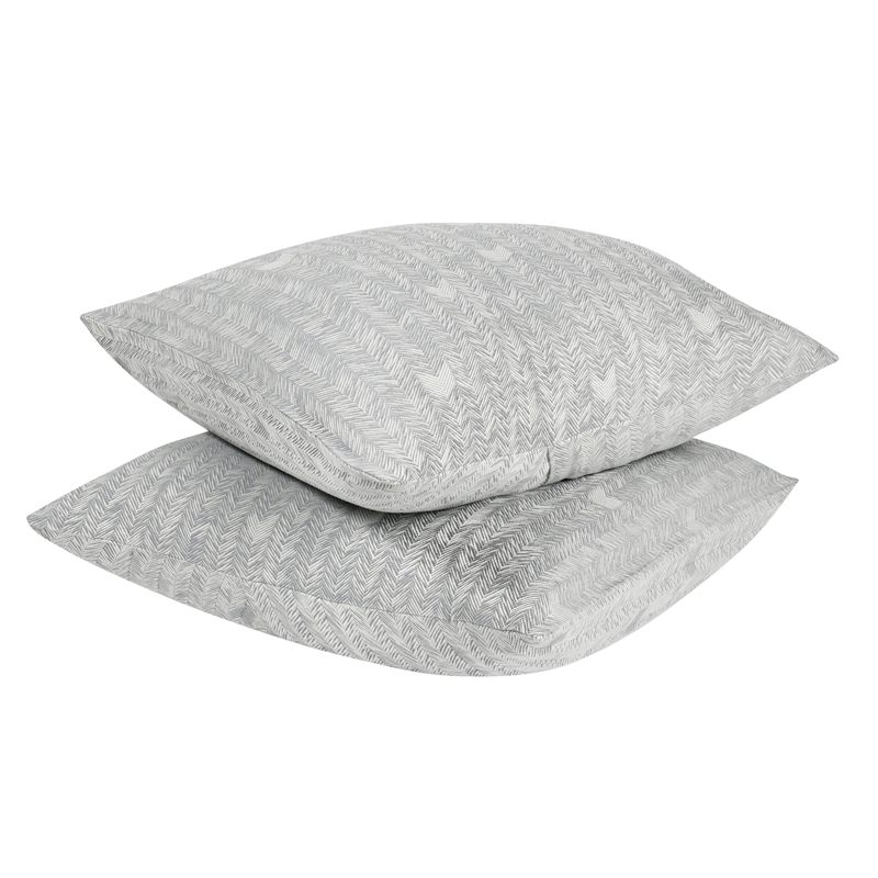 Villa by Classic Home Lana  Cotton Gray Herringbone Embroidered Euro Sham