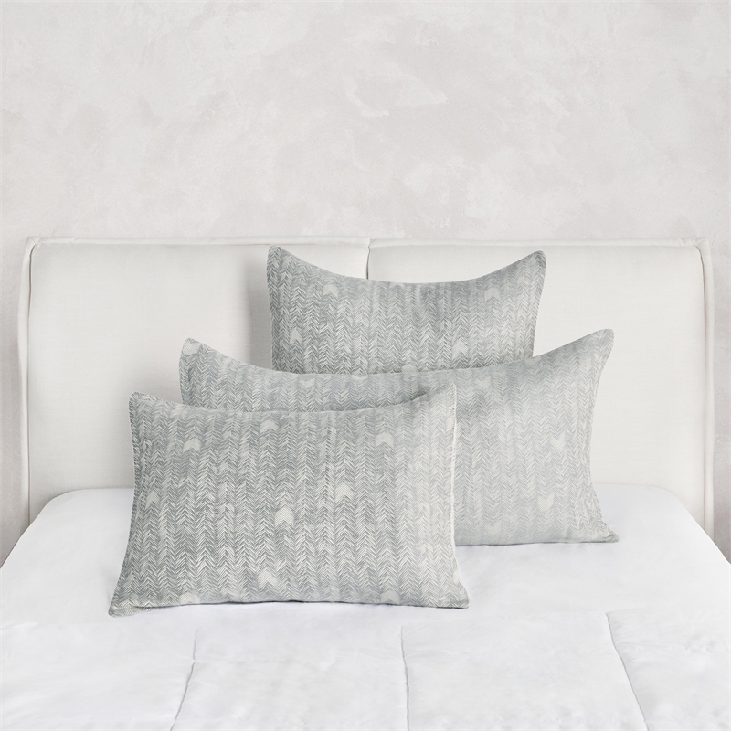 Villa by Classic Home Lana  Cotton Gray Herringbone Embroidered Euro Sham