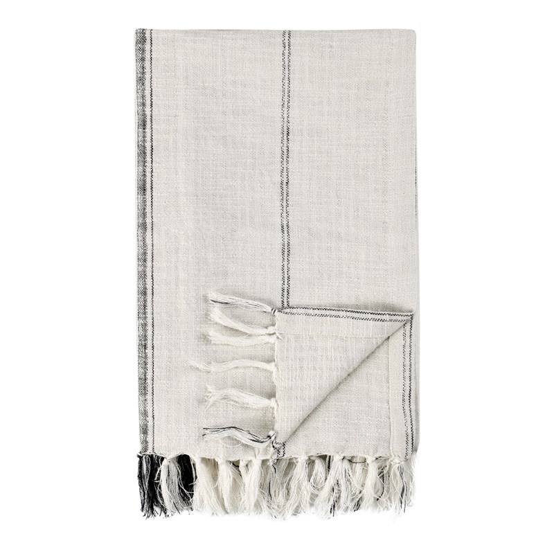 Villa by Classic Home TC Ria Ivory/Gray Cotton Throw Blanket 50