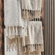 Villa by Classic Home TC Ria Ivory/Gray Cotton Throw Blanket 50