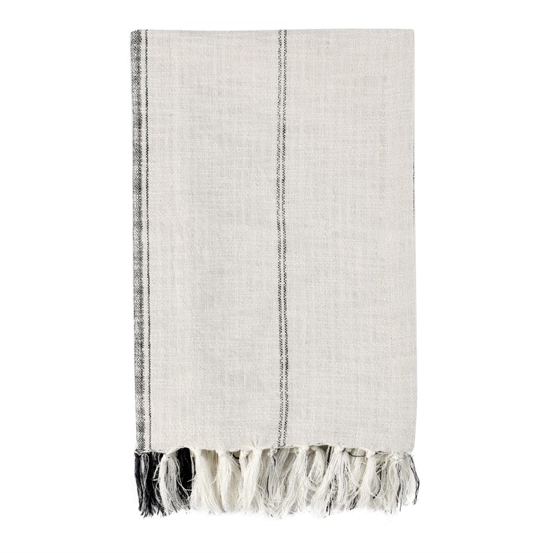 Villa by Classic Home TC Ria Ivory/Gray Cotton Throw Blanket 50