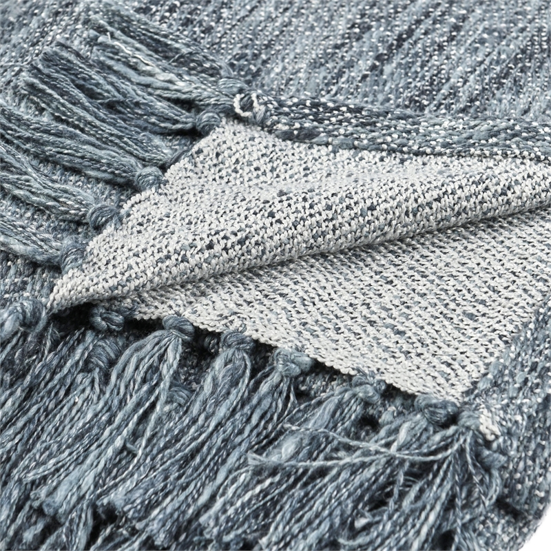 Villa by Classic Home TC Sharma  Cotton Linen Denim Blue Throw Blanket 50