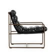 Classic Home Argo Top Grain Leather with Metal Frame Black Accent Chair