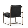 Classic Home Argo Top Grain Leather with Metal Frame Black Accent Chair
