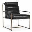 Classic Home Argo Top Grain Leather with Metal Frame Black Accent Chair