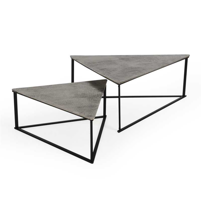 Classic Home Burton Industrial Metal Nesting Coffee Table in Black