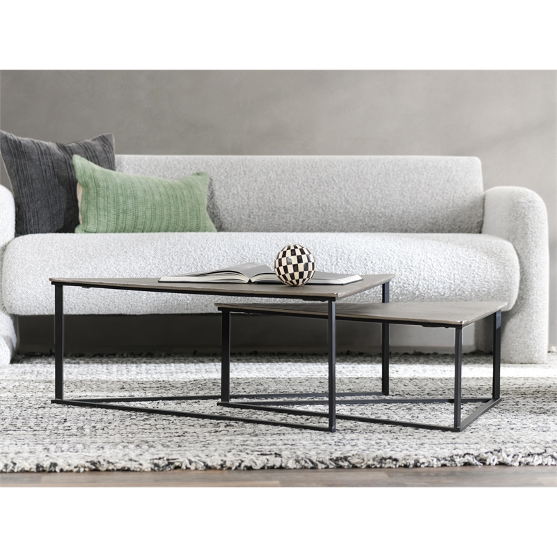 Classic Home Burton Industrial Metal Nesting Coffee Table in Black