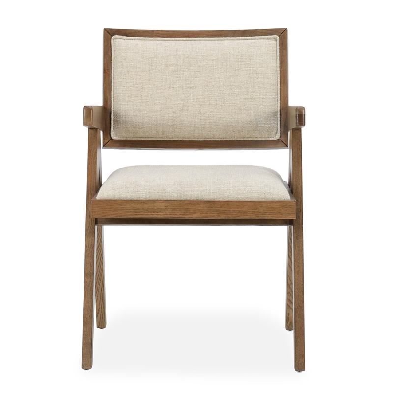 Classic Home Dolton Premium Upholstery and Wood Arm Chair in Beige