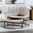 Classic Home Hayword Hide Set of 2 Metal Nesting Coffee Tables in Sparrow Gray