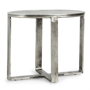 Classic Home Flores 27&quot Industrial Oval Cast Aluminum Nickel End Table