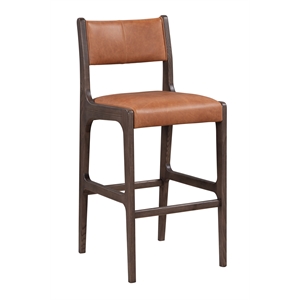 Classic Home Wayne 42&quot Top Grain Leather Autumn Brown Wood Stool
