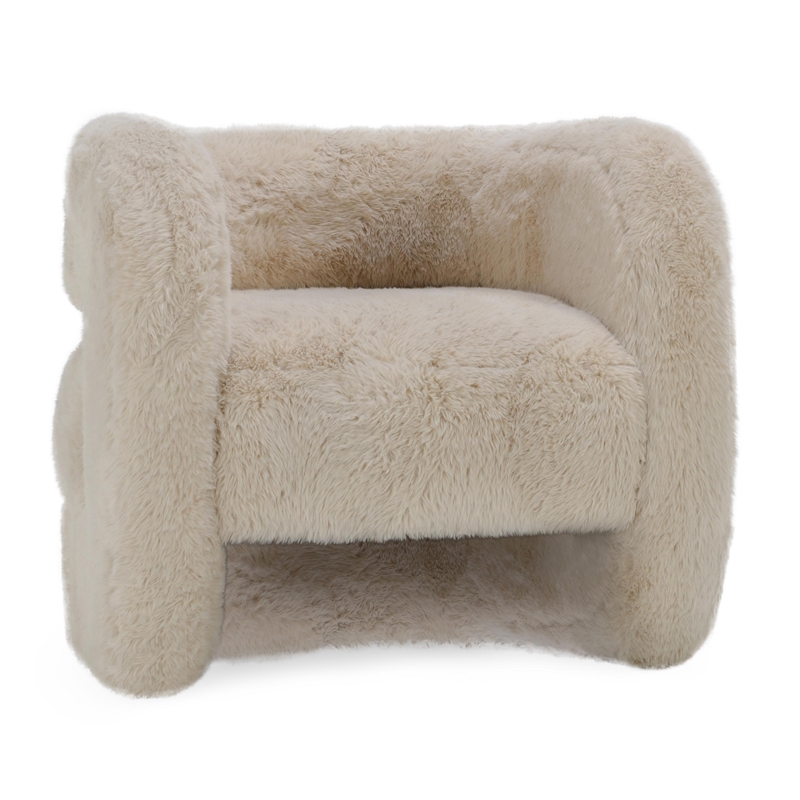 Classic Home Teddy Plush Fabric Cushioned Beige Accent Chair
