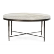 Classic Home Bose Leather Hide Round Cocktail Coffee Table in Ivory