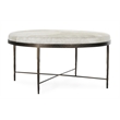 Classic Home Bose Leather Hide Round Cocktail Coffee Table in Ivory