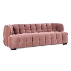 Classic Home Petra 89&quot Velvet Fabric Blush Tufted Sofa