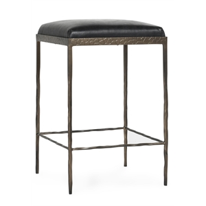 Classic Home Bose 26&quot Top Grain Leather Counter Stool in Onyx Black