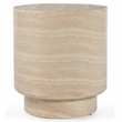 Classic Home Mckenna Round Stone Outdoor End Table in Beige