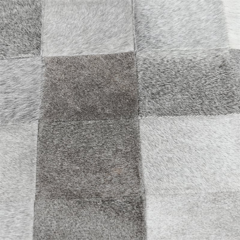 Classic Home Achen Leather Hide Ottoman Bench in Gray