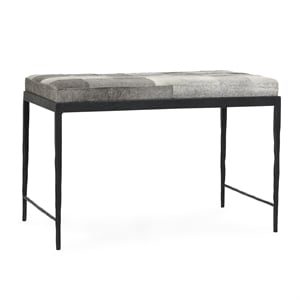 Classic Home Achen Leather Hide Ottoman Bench in Gray