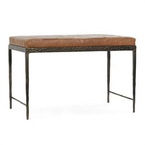 Classic Home Malo 28&quot Top Grain Leather Ottoman Bench in Chestnut