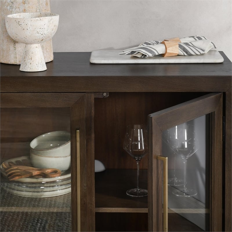 Classic Home Bradley Two-Door Oak Wood Cabinet in Cocoa Brown