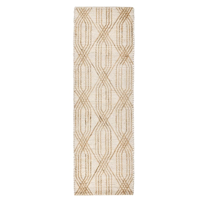 Tustin 2.6'x8' Indoor Jute Blend Handwoven Geometric Ivory Area Rug Runner