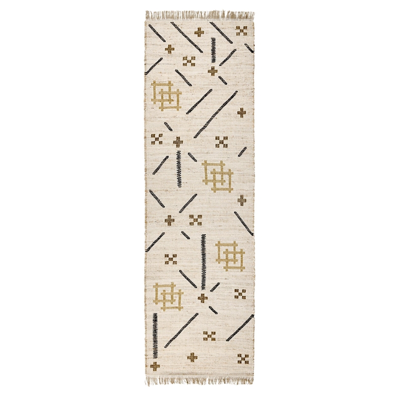 Belfast 2.6'x8' Wool Blend Handwoven Caviar Ivory Area Rug Runner