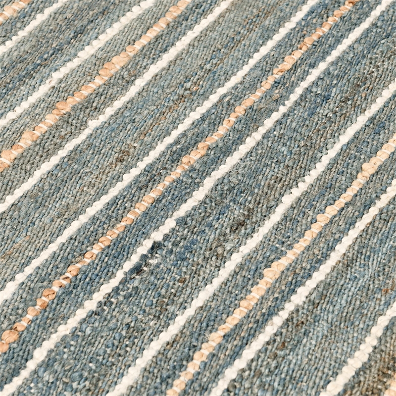 Del Mar 2.6'x8' Jute Blend Handwoven Sustainable Aqua Blue Accent Rug Runner