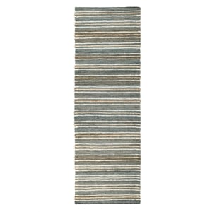 Del Mar 2.6'x8' Jute Blend Handwoven Sustainable Aqua Blue Accent Rug Runner