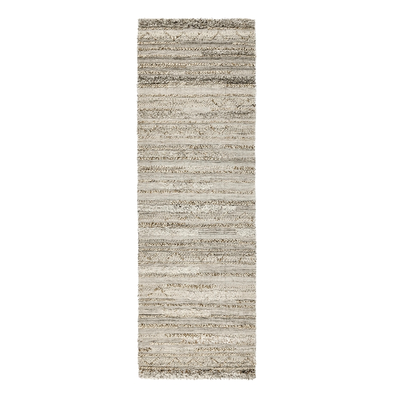 Fallon 2.6'x8' Indoor Outdoor Sustainable Fabric Handwoven Gray Accent Rug