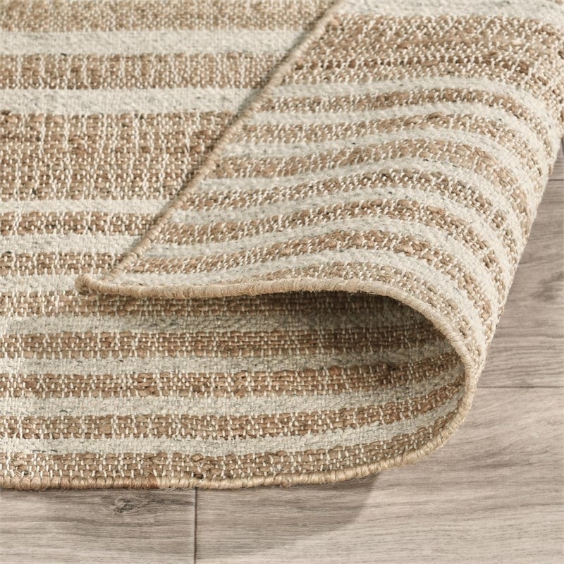 Pego 2.6'x8' Jute Blend Handwoven Sustainable Natural Stripe Accent Rug