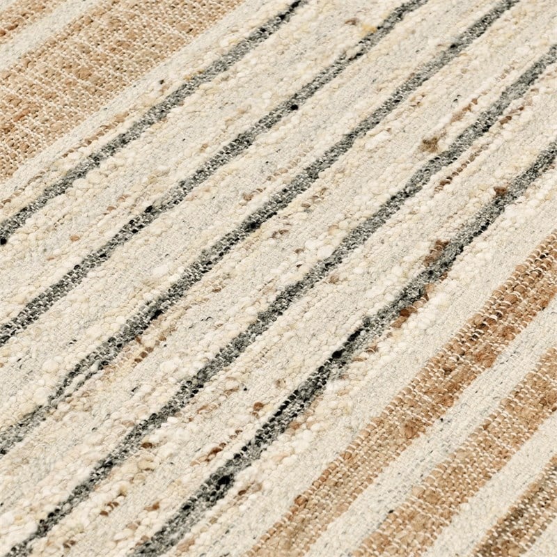 Pego 2.6'x8' Jute Blend Handwoven Sustainable Natural Stripe Accent Rug
