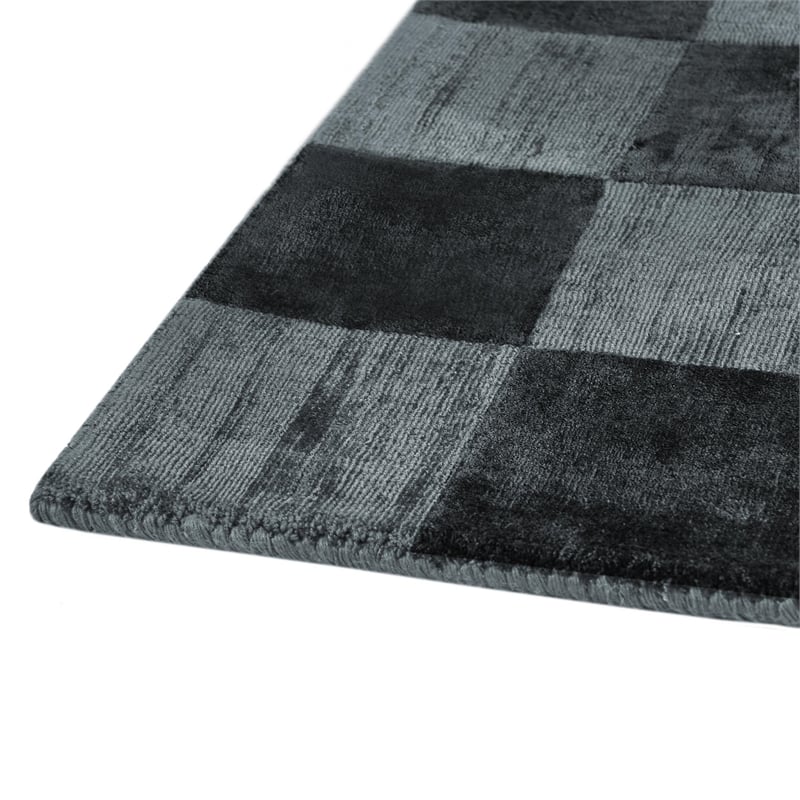 Berlin 5'x8' Indoor Soft Fabric Handwoven Checkered Ink Blue Accent Area Rug