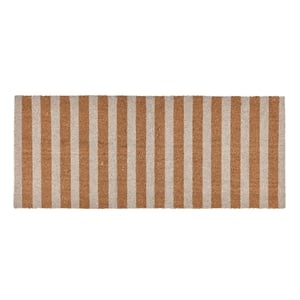 Striped 24&quotx57&quot Doormat Coir Fabric Front and PVC Backing Ivory and Natural