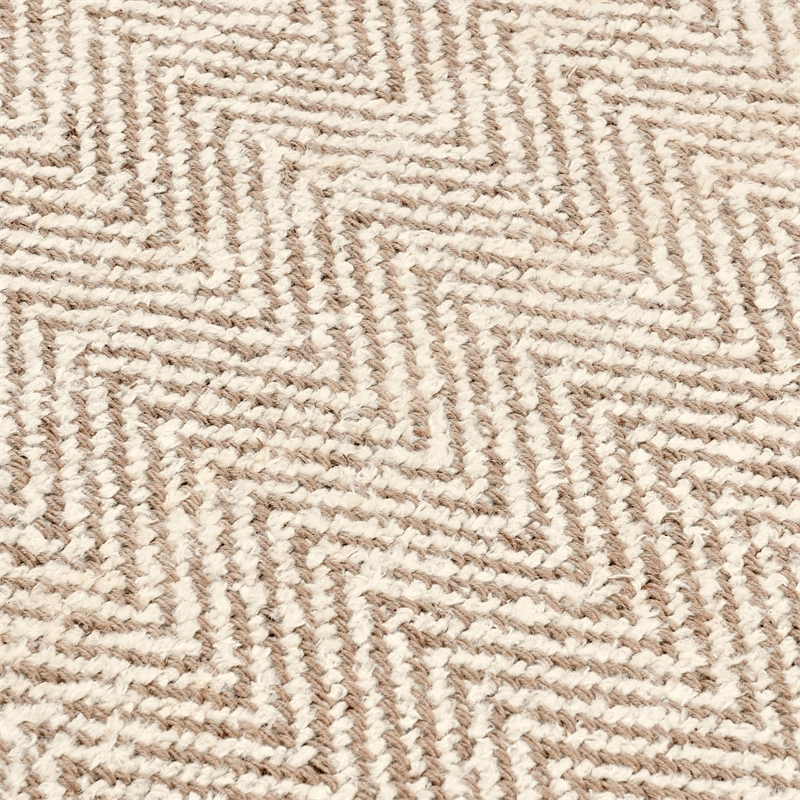 Herringbone 6'x9' Hand Spun Wool Blend Chenille Ivory Area Accent Rug