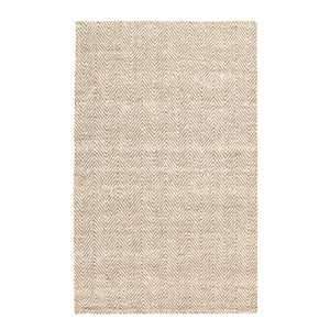 Herringbone 6'x9' Hand Spun Wool Blend Chenille Ivory Area Accent Rug