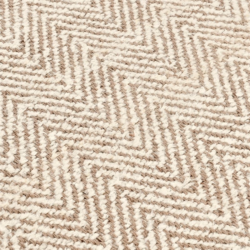 Herringbone 10'x14' Hand Spun Wool Blend Chenille Ivory Area Accent Rug