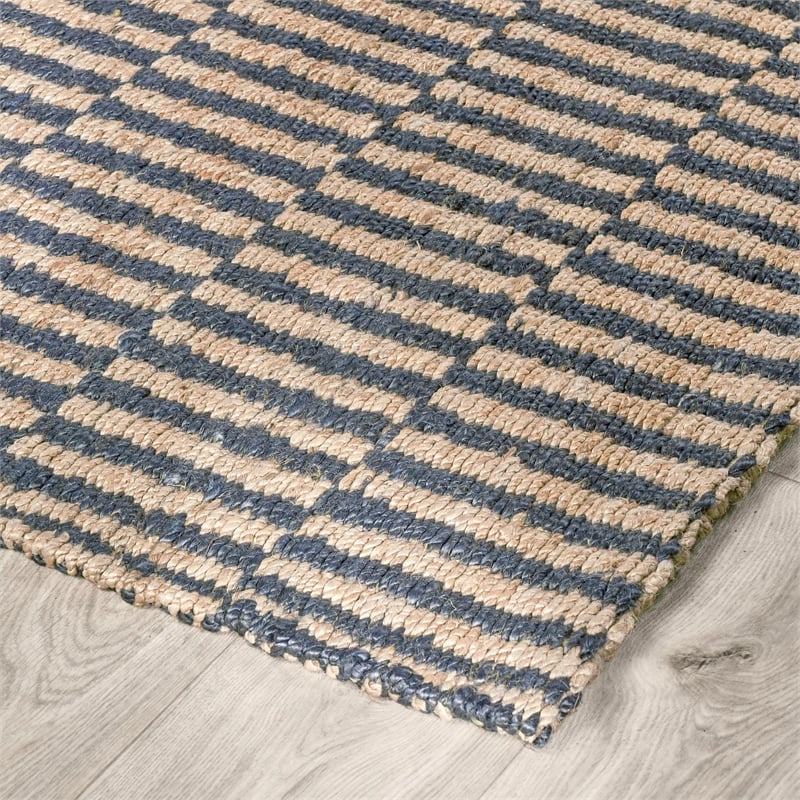 Monterey 5'x8' Jute Handwoven Sustainable Blue Accent Area Rug