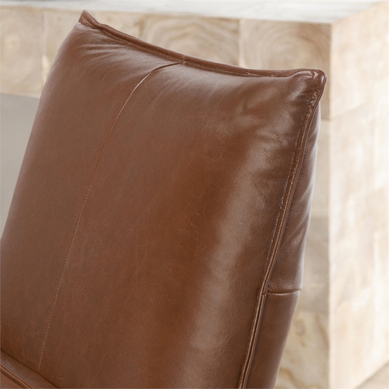 Classic Home Amsterdam Top Grain Leather Recliner Arm Chair in Brown