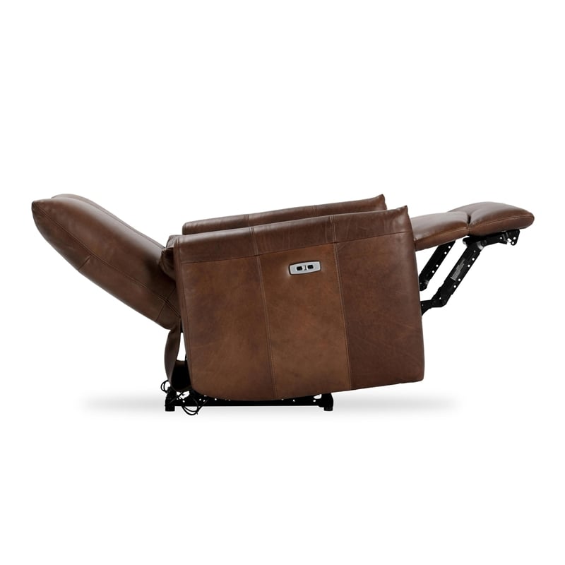 Classic Home Thaya Leather Power Recliner Chair in Antique Brown