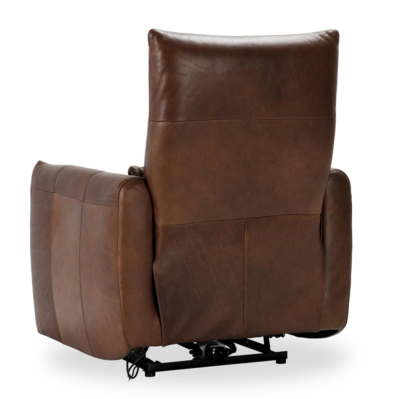 Classic Home Thaya Leather Power Recliner Chair in Antique Brown