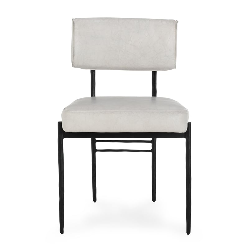 Classic Home Kester Set of 2 Leather Upholstered Dining Chair in Off White