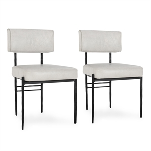 Classic Home Kester Set of 2 Leather Upholstered Dining Chair in Off White