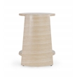 Classic Home Rosen Outdoor Round Travertine-Style Stone End Table in Beige
